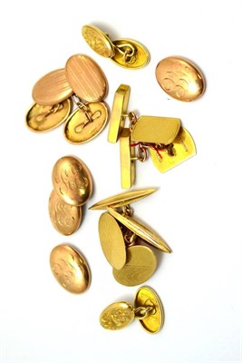 Lot 99 - Five pairs of 9ct gold cufflinks