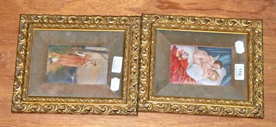 Lot 119 - A pair of Continental porcelain plaques painted with figures