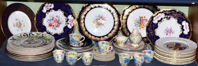 Lot 126 - A shelf of floral cabinet plates, Coalport and Minton, Coalport still life collectors plates, Spode