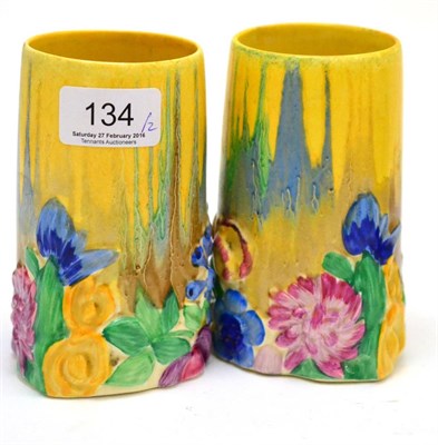 Lot 134 - A pair of Clarice Cliff 'My Garden' vases