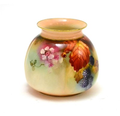 Lot 139 - Worcester blackberry painted lobed vase, Kitty Blake