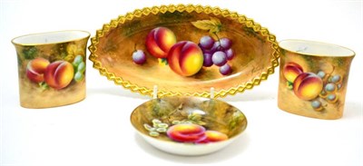 Lot 148 - Four pieces of modern Royal Worcester, painted with fruits by Robert's, Smith and another
