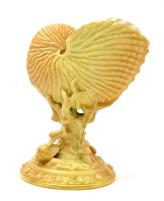 Lot 155 - A Royal Worcester blush ivory shell form vase