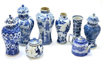 Lot 169 - A group of Chinese porcelain including a Kangxi baluster vase, and later examples including...