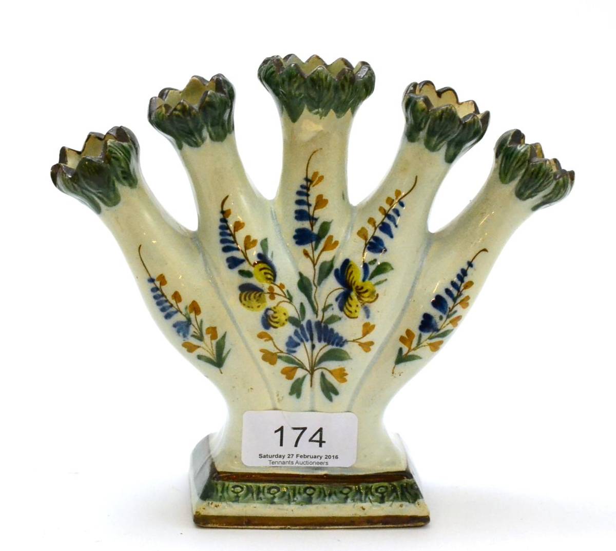 Lot 174 - A late 18th/early 19th century Prattware quintal vase (a.f.)
