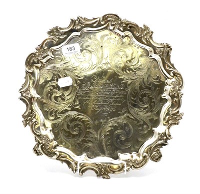 Lot 183 - A Victorian silver salver, Sheffield 1845, by H.W.& Co.