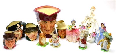 Lot 194 - A group of Royal Doulton, Beswick and other items including Beswick Beatrix Potter figures with...