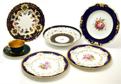 Lot 198 - A Royal Crown Derby cup and saucer bearing a label 'Edward Knapper Collection', four blue and...