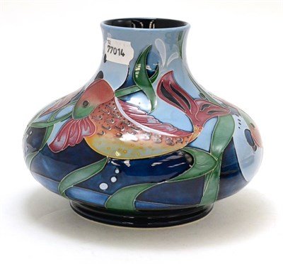Lot 218 - A modern Moorcroft Blue Embro pattern vase, designed by Rachel Bishop, 16cm