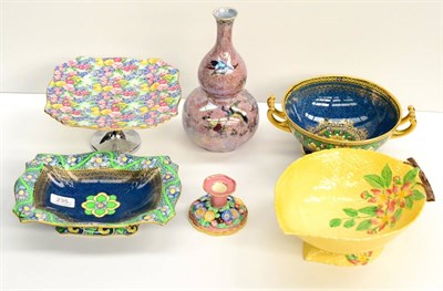 Lot 235 - A Minton twin-handled bowl, a Losol ware pedestal dish, a Wiltonware vase, a Tuscan china...