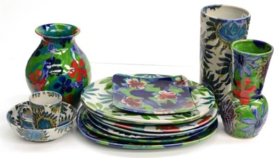 Lot 243 - Thirteen pieces of Sophie Hamilton pottery, including vases and plates