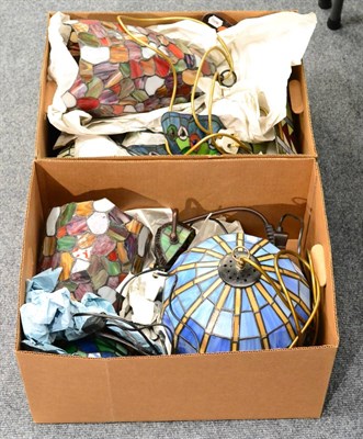 Lot 289 - Ten modern stained glass lights and shades