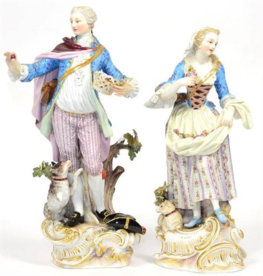 Lot 103 - A Pair of Meissen Porcelain Figures of a Shepherd and Shepherdess, late 19th century, he...