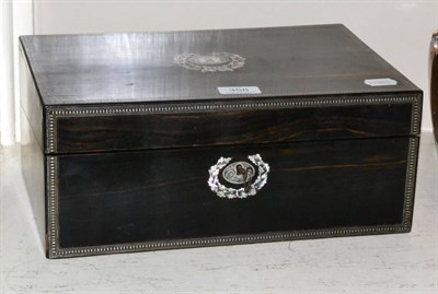 Lot 358 - A 19th century coromandel writing slope with mother-of-pearl and pewter inlay