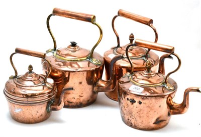 Lot 360 - Four copper kettles