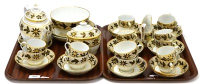 Lot 401 - An early 19th century English porcelain tea/coffee service, possibly Coalport (on two trays)