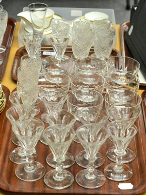 Lot 419 - Set of champagne and wine glasses (on two trays)