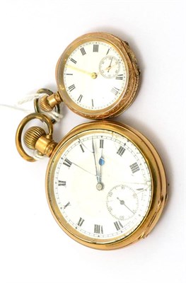 Lot 434 - A gold plated pocket watch and a gold plated lady's fob watch