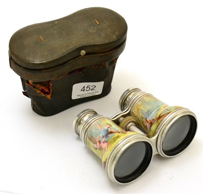 Lot 452 - A pair of enamelled opera glasses in fitted case