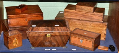 Lot 463 - A group of 19th century boxes including a Regency mahogany twin-handled jewellery box of...