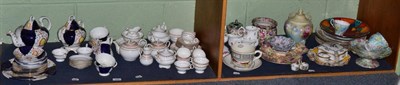 Lot 464 - Two shelves of decorative ceramics including two Victorian child's tea sets, Gaudy Welsh tea...