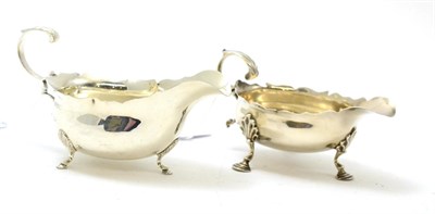 Lot 481 - A George II silver sauceboat, London 1753 and a George V silver sauceboat, Birmingham 1910 (2)