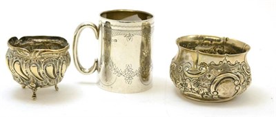 Lot 482 - A silver Christening mug and two silver sugar bowls