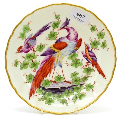 Lot 487 - A Samson of Paris plate decorated with birds,  in the Chelsea style, with gold anchor mark