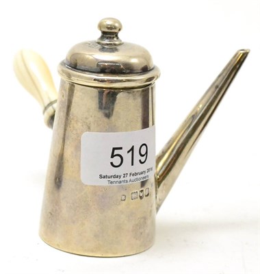 Lot 519 - A miniature silver chocolate pot