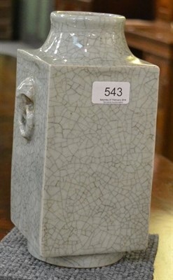 Lot 543 - A Chinese celadon glazed square vase