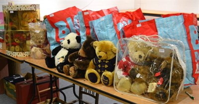 Lot 1000 - A collection of modern teddy bears (in six bags) and Harrods Special Edition Ten Teddies...