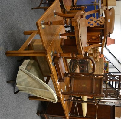 Lot 1025 - A group of furniture including Lloyd Loom style chair, two fold screen, 19th century mahogany...