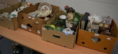 Lot 1051 - Staffordshire, jug and bowl, coronation ware, large Lladro figure group, etc (four boxes)