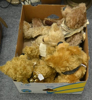 Lot 1055 - Four teddy bears comprising: Cotswold Bears Julius, 2/10 limited edition, a Snugglesome bear...