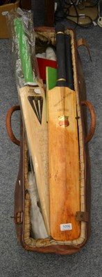 Lot 1056 - Signed Yorkshire County Cricket Club v Somerset cricket bat, two other bats, pads and other...