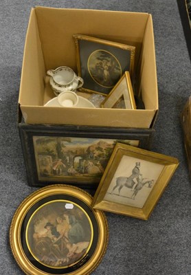 Lot 1066 - Six 19th century black, white and coloured engravings in period frames together with a 19th century