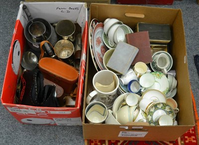 Lot 1074 - A quantity of Susie Cooper and other ceramics, plated ware, binoculars, a DLI banner etc (in...