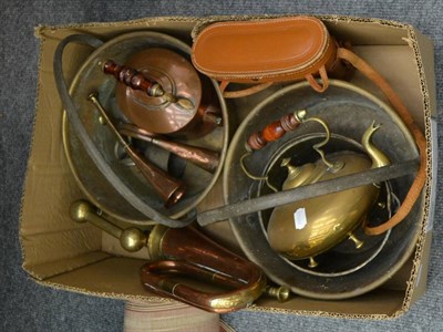 Lot 1081 - Brass jam pans and other metal ware