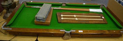 Lot 1097 - A Riley slate bed snooker table with scoreboard, balls, cue and spirit level