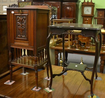 Lot 1141 - Late Victorian walnut enclosed Canterbury and an occasional table