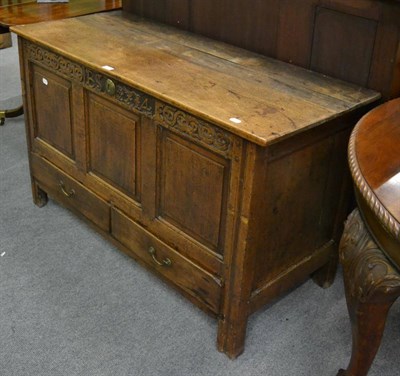 Lot 1145 - 18th century oak dower chest, initialled ";BS"; and dated 1714