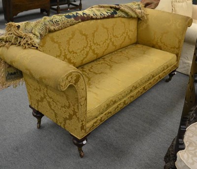 Lot 1162 - A mahogany framed three seater sofa with down scrolled arms