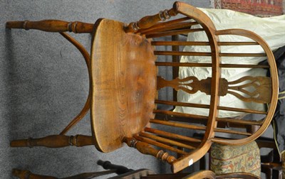 Lot 1169 - Georgian yew and elm low back Windsor armchair with crinoline stretcher