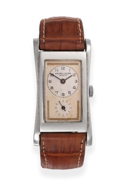 Lot 174 - An Art Deco Flared Rectangular Wristwatch, signed Favre Leuba, Geneve, circa 1935, lever...