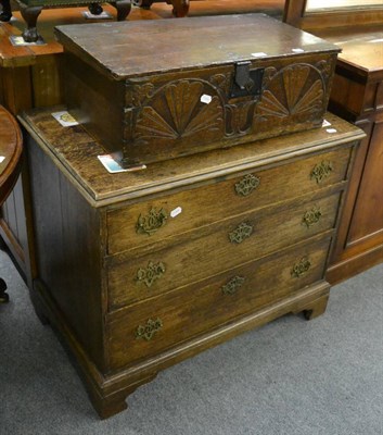 Lot 1203 - 17th century oak bible box and an 18th century small oak three height chest