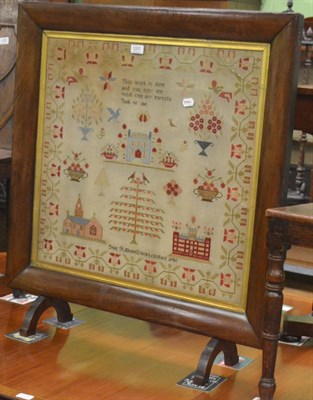 Lot 1207 - An early Victorian needlework sampler by Jane Rothwell, 1846, in a rosewood frame now adapted...