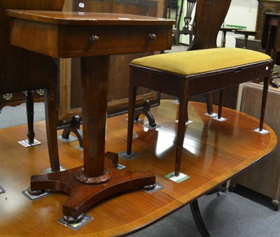 Lot 1210 - A mahogany pedestal table together with a duet stool (2)