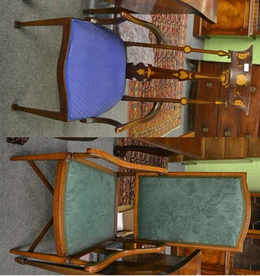 Lot 1240 - Late Victorian Art Nouveau mahogany open armchair and a similar Edwardian open armchair