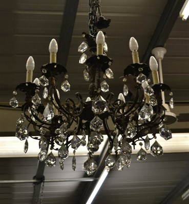 Lot 1251 - A Chandelier hung with facetted glass drops