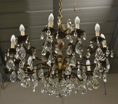 Lot 1252 - A Chandelier hung with facetted glass drops